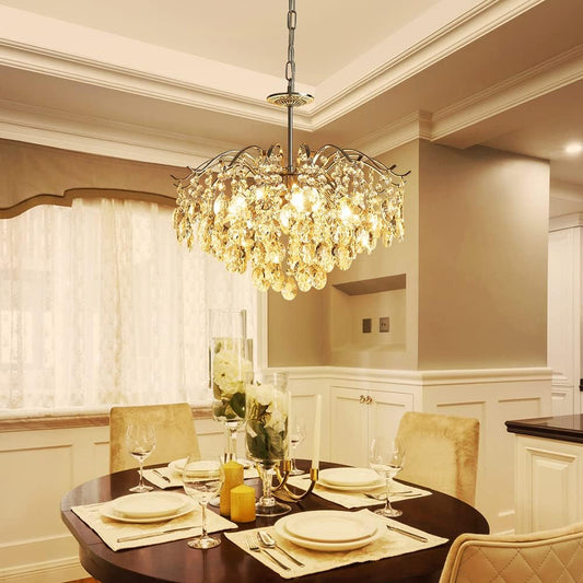 Modern K9 Crystal Chandelier Chrome Finish Dining Room