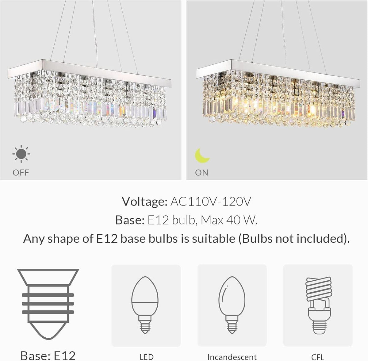 Rectangular Crystal Chandelier Thirty One Point Five Inch Dining Room
