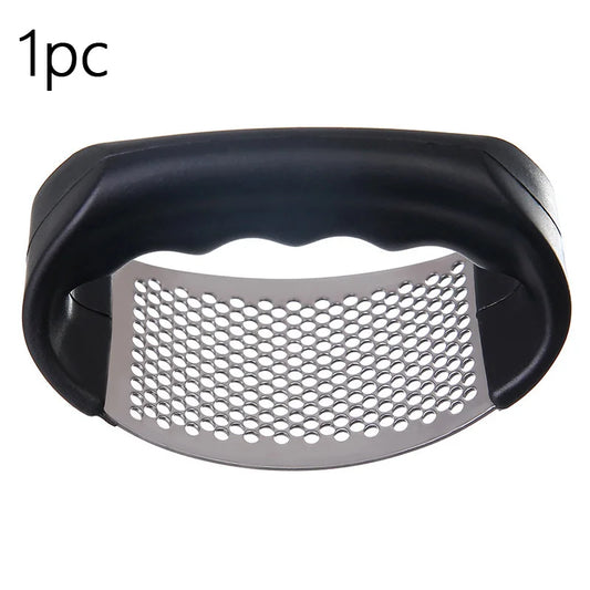 Stainless Steel Garlic Press - Easy Squeeze, Dishwasher Safe, Rust-Proof, for Garlic, Ginger, Puree, No-Peel Design (Silv