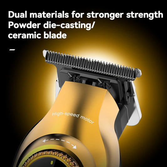 For KEMEI KM-1677 Professional Men's Hair Cutting Pusher 8000 RPM Motor USB Power Adjustable Powder Metallurgy Ceramic Blade 2026