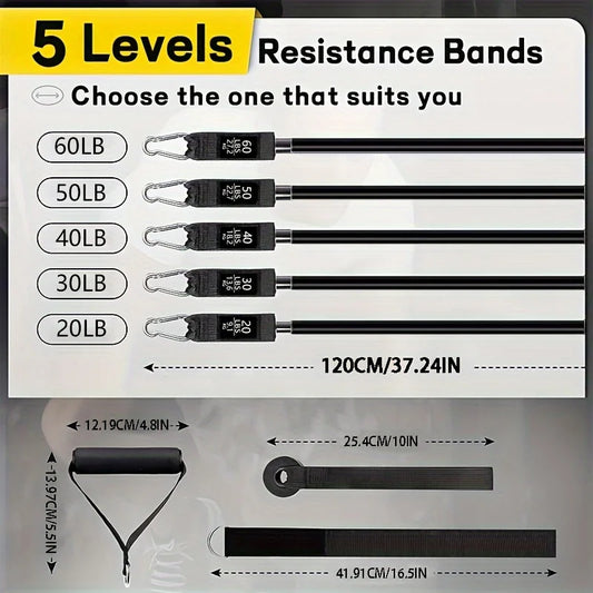 Resistance Bands Set, Exercise Bands With Door Anchor, Handles, Carry Bag, Legs Ankle Straps For Resistance Training. Ligas Elasticas para Crecimiento Muscular 2026