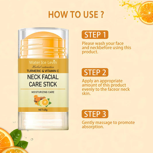 Turmeric & Vitamin C Neck Care Stick, Moisturizes with Herbal Extracts for Smooth, Glowing, Elastic Neck Skin.2026 RODILLO FACIAL DE CULCUMA MEJORA LA ELASTICIDAD FACIAL Y ELIMINA MANCHAS INDESEADAS. CUELLO Y MANDIBULA
