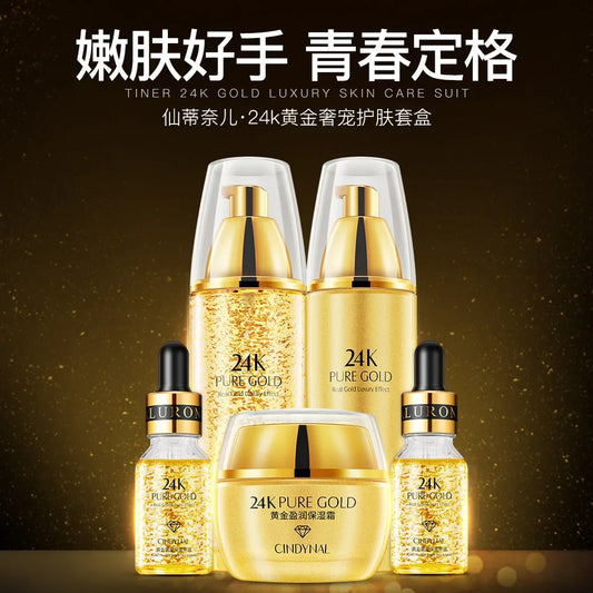 24K Gold Skin Care Sets Moisturizes Shrinks Pore Oil Control 24K Gold Toner Face Cream Emulsion Facial Essence Sets. 2026 KIT FACIAL DORADO. PROTECTORES FACIALES. CREA EN TU ROSTRO UN ASPECTO LIMPIO Y REJUVENECIDO