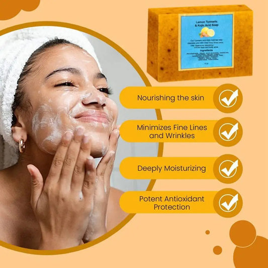 Turmeric Soap & Kojic Acid Soap Body And Facial Cleaning Handmade Soap For Dark Skin Glowing Even Skin Tone Tender Skin Care.2026 JABON MAGIGO FACIL DE CURCUMA HIDRATA Y REJUVENECE TU PIEL