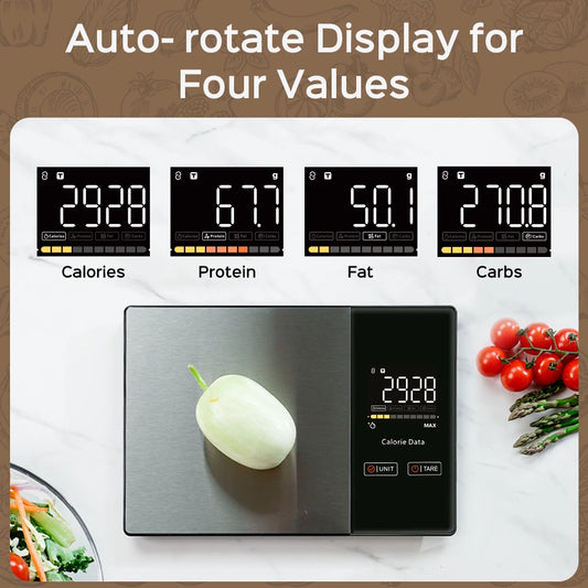 5kg Kitchen Food Scale, Smart Food Calorie Scale Kitchen Cooking Baking Scales, Stainless Steel Nutrition Scale with Free App. Pesa para Medir Calorias y Mejorar la Alimentacion