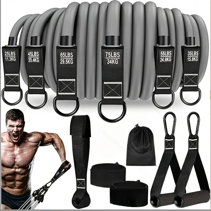 Resistance strap with handle: used for muscle training, strength building, body shaping, yoga, home fitness equipment - natural. Ligas Elasticas Extra duraderas para Crecimiento Muscular 2026
