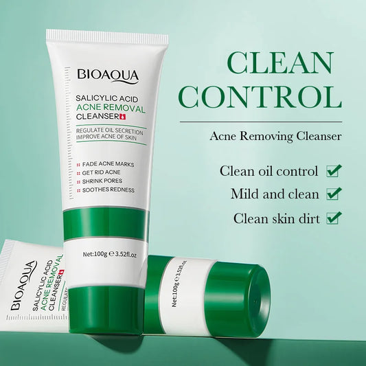BIOAQUA Salicylic Acid Facial Cleanser Acne Treatment Moisturizing Oil Control skincare Face Wash Foam Face Cleanser Skin Care.2026 CREMA FACIAL DE ACIDO SALISILICO MEJORA LA APRIENCIA FACIAL Y ACTUA CONTRA EL ACNES. PROTEGE Y RESTABLECE LA ELASTICIDAD