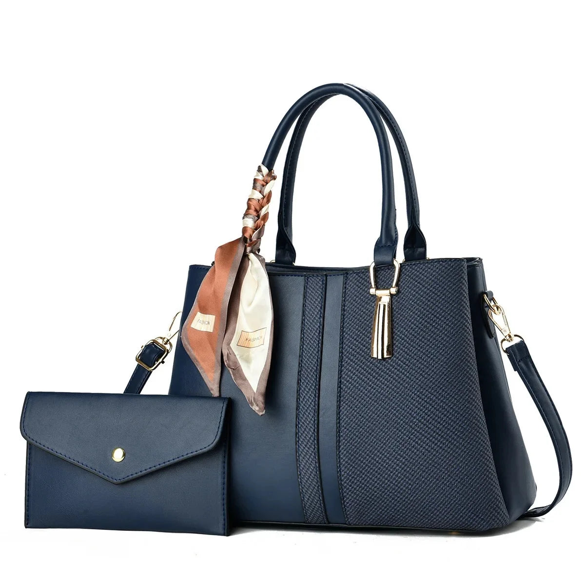 Large Capacity Fashion Color Block Mat Mother And Daughter Handbag Ladies Handbag with Scarf Soft Polyester Lining Zipper Closur 2026