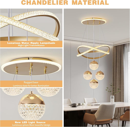 Gold Chandeliers Pendant Light Dimmable Three Color