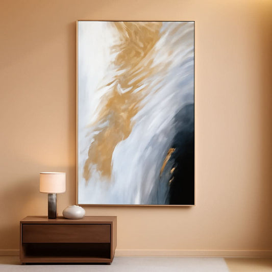 Original Abstract Wall Art 24x48 Inches Black White