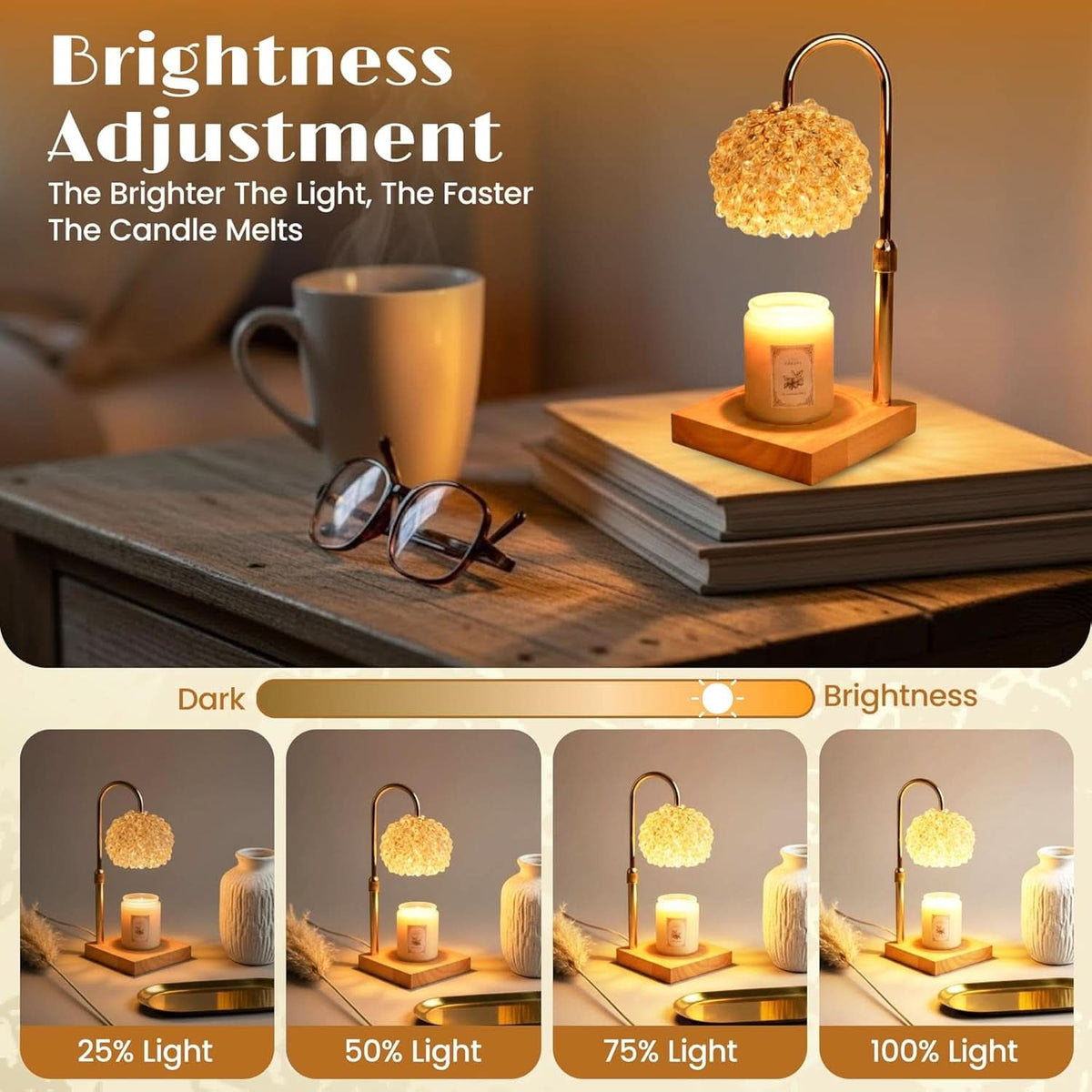 FullyAdjustable Crystal Candle Warmer Lamp With Timer