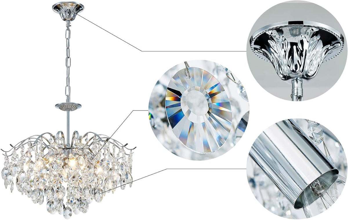 Modern K9 Crystal Chandelier Chrome Finish Dining Room