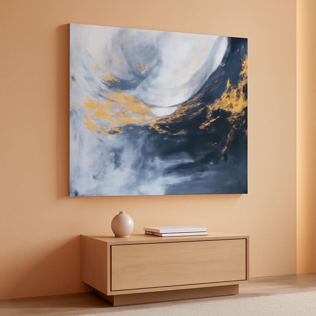 Abstract Canvas Wall Art 40X20 Inches Large Black White