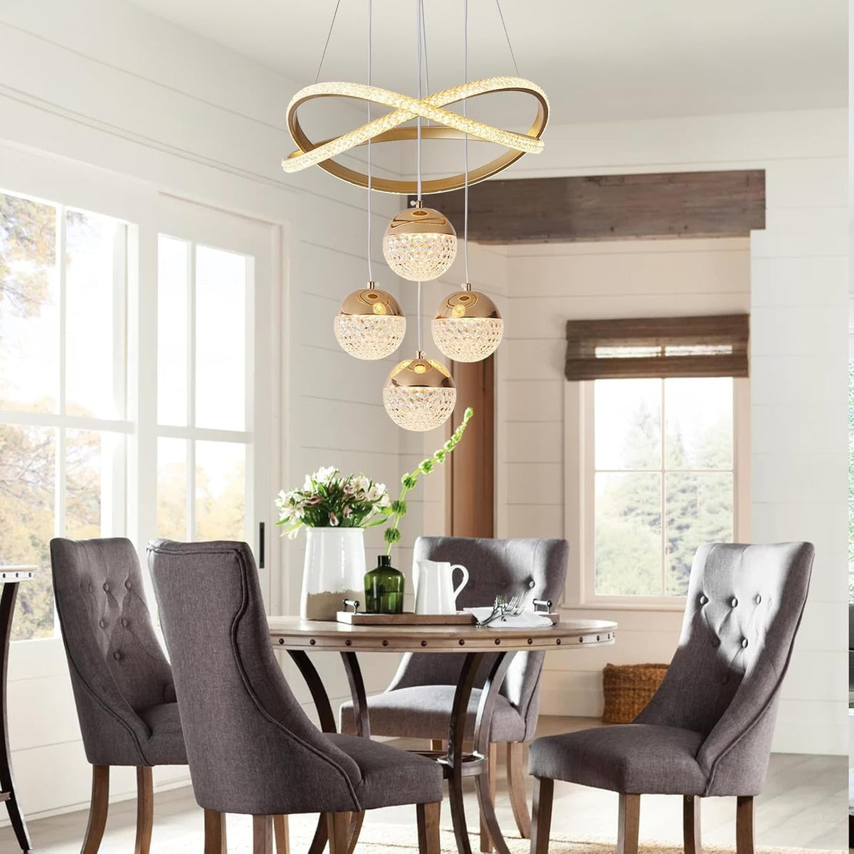 Gold Chandeliers Pendant Light Dimmable Three Color