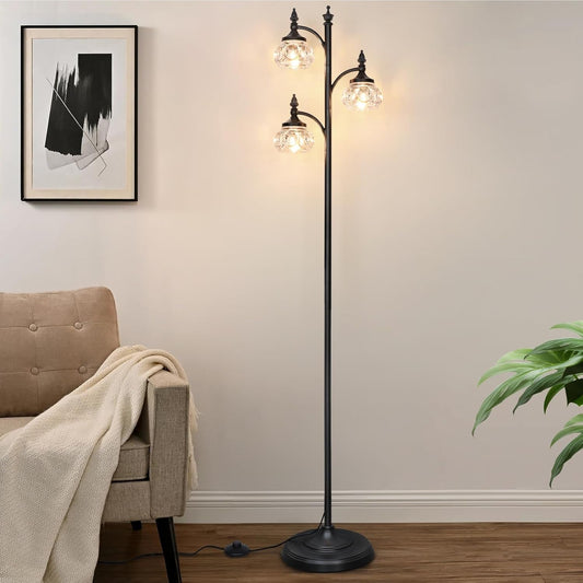 Black 66Inch Tall Floor Lamp Dimmable Bulbs Included