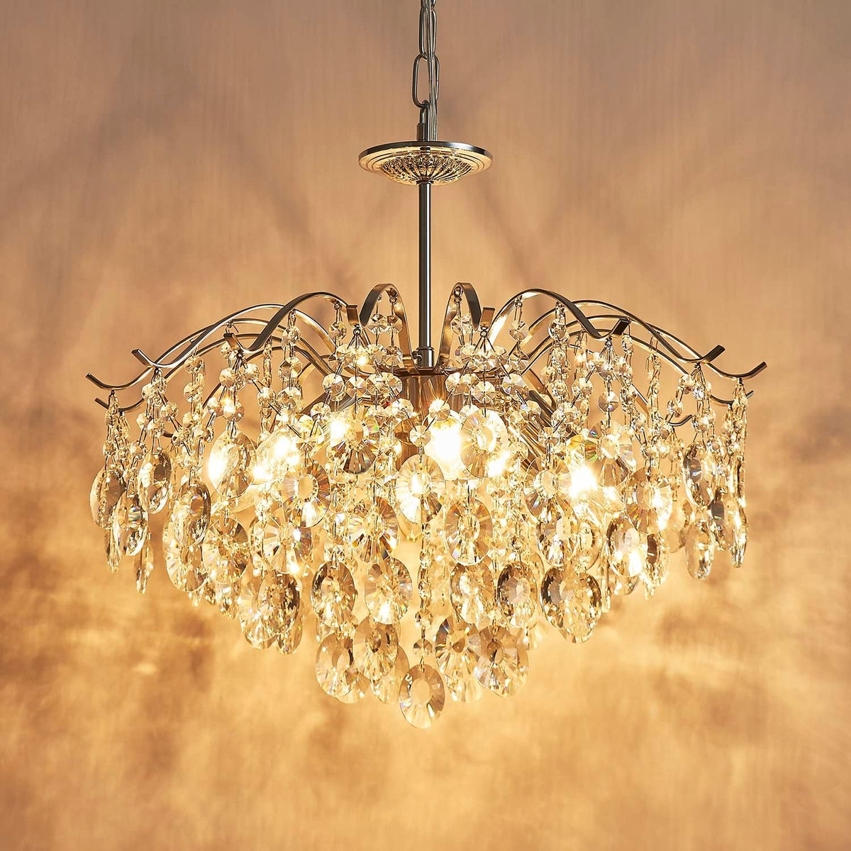 Modern K9 Crystal Chandelier Chrome Finish Dining Room