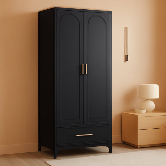 75In Black Industrial Pantry Cabinetry With Drawers