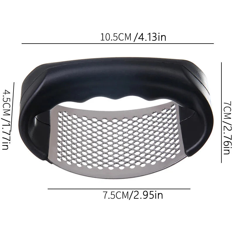 Stainless Steel Garlic Press - Easy Squeeze, Dishwasher Safe, Rust-Proof, for Garlic, Ginger, Puree, No-Peel Design (Silv