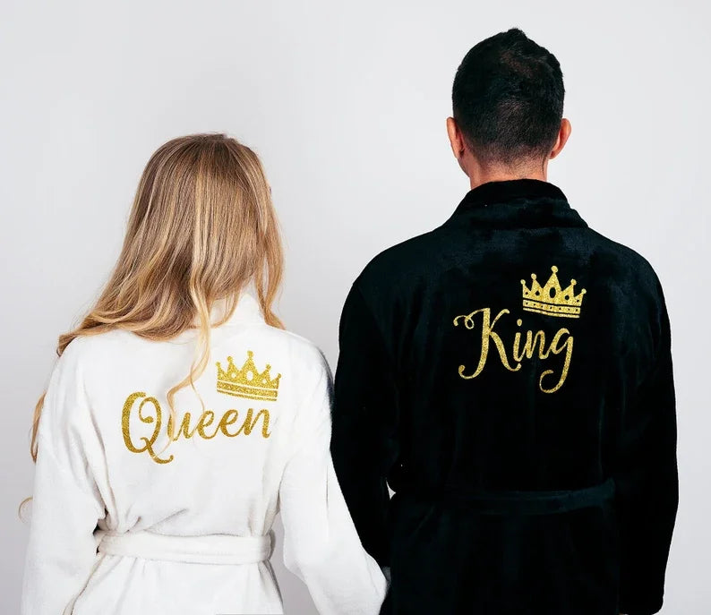 Matching King and Queen Plush Bathrobes Mr and Mrs Cozy Terry Robes for Couple Customized Gift for Him Wedding Honeymoon Robe. Bata de Baño para Pareja. Estilo Moderno 2026