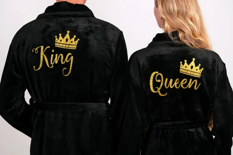 Matching King and Queen Plush Bathrobes Mr and Mrs Cozy Terry Robes for Couple Customized Gift for Him Wedding Honeymoon Robe. Bata de Baño para Pareja. Estilo Moderno 2026