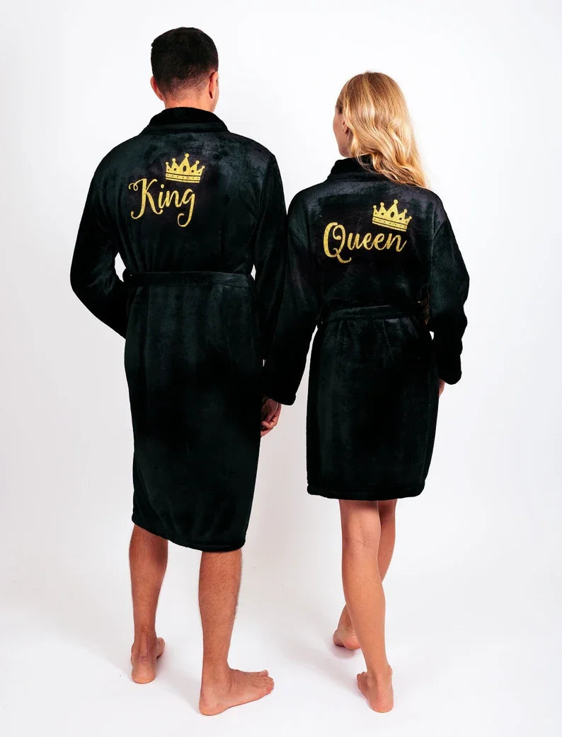 Matching King and Queen Plush Bathrobes Mr and Mrs Cozy Terry Robes for Couple Customized Gift for Him Wedding Honeymoon Robe. Bata de Baño para Pareja. Estilo Moderno 2026