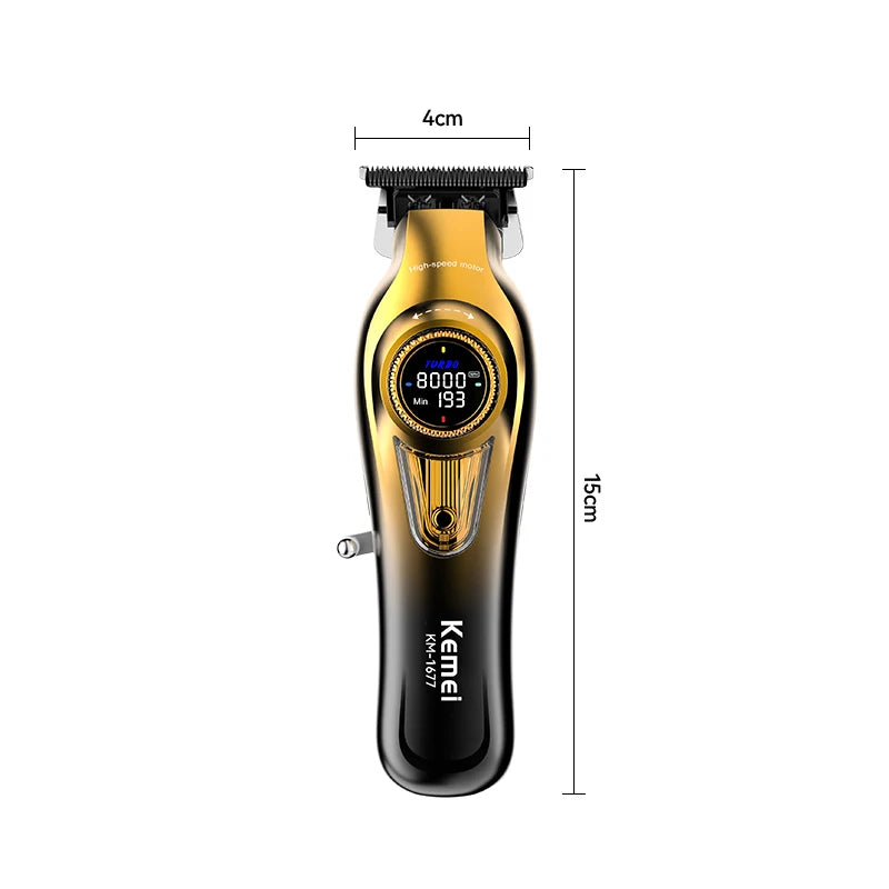 For KEMEI KM-1677 Professional Men's Hair Cutting Pusher 8000 RPM Motor USB Power Adjustable Powder Metallurgy Ceramic Blade 2026