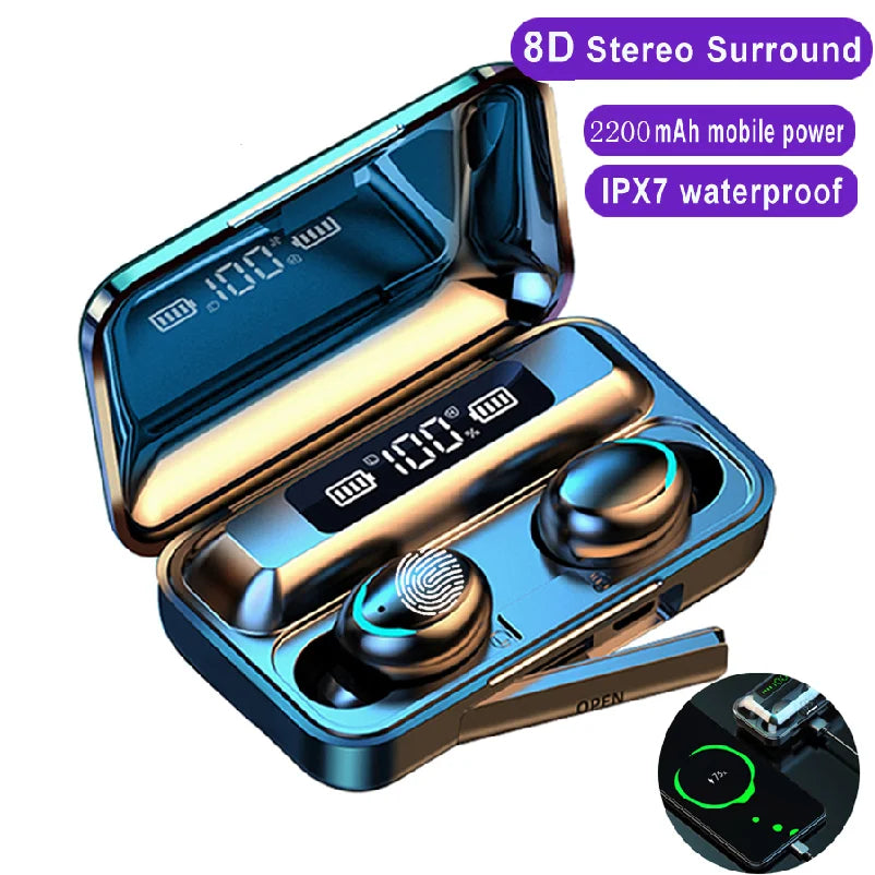 Auriculares Gaming Inalámbricos F9 TWS | Earbuds y Headset con LED de Batería, Sonido Estéreo para Juegos