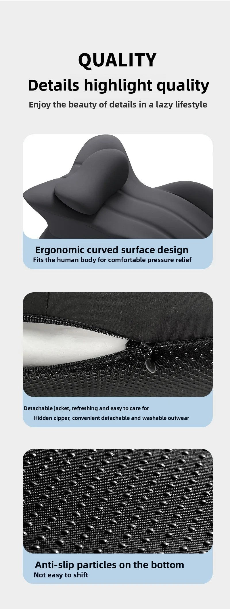 Almohada Cuña de Espuma Viscoelástica de Alta Densidad — Soporte Ortopédico Multi-Posición con Funda Removible y Lavable para Alivio de Dolor de Espalda, Cuello y Piernas