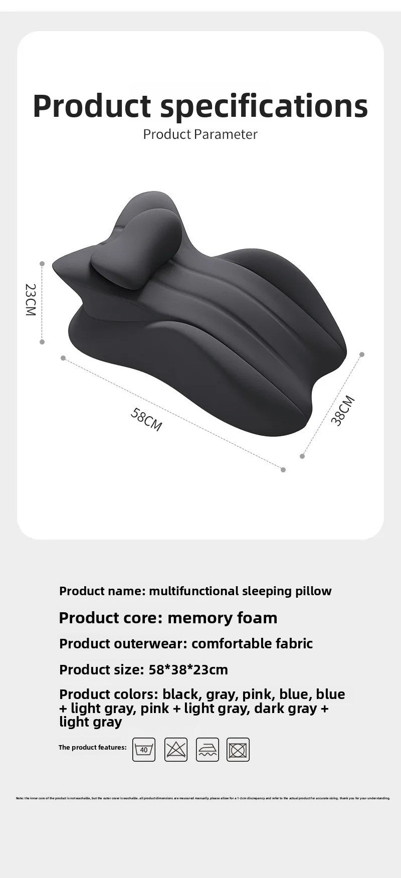 Almohada Cuña de Espuma Viscoelástica de Alta Densidad — Soporte Ortopédico Multi-Posición con Funda Removible y Lavable para Alivio de Dolor de Espalda, Cuello y Piernas