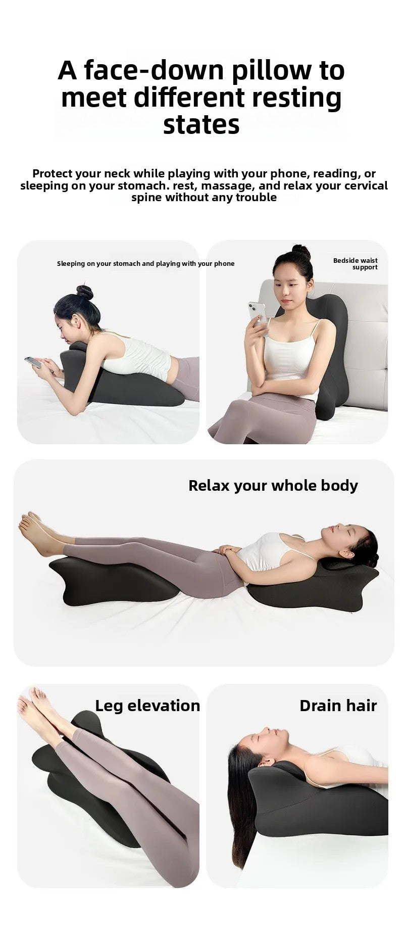 Almohada Cuña de Espuma Viscoelástica de Alta Densidad — Soporte Ortopédico Multi-Posición con Funda Removible y Lavable para Alivio de Dolor de Espalda, Cuello y Piernas