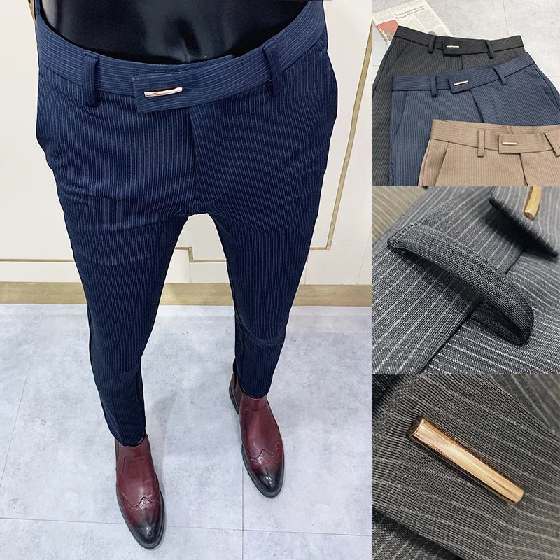 Men Suit Pants Formal Trousers Stretch Slim Pantalone Hombre Calça Masculina Solid Color Casual Dress Pants Fashion Men Clothing. Pantalones de Hombre, extra slim fit 2026. Elegantes