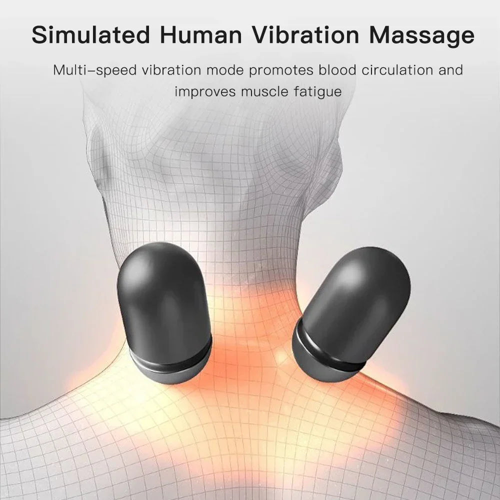 Cojín Masajeador de Cuello Eléctrico — Estirador Cervical con Calor, Vibración y Masaje, Tracción para la Espalda, Almohada Ortopédica para Dormir con Soporte