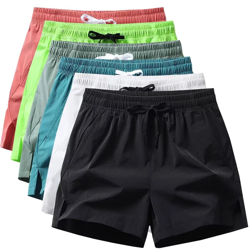 1pcs Summer Men Ice Silk Shorts Quick Drying Running Gym Pants Homme Surf Ventilate Drawstring Casual Outdoor Sport Couple Short