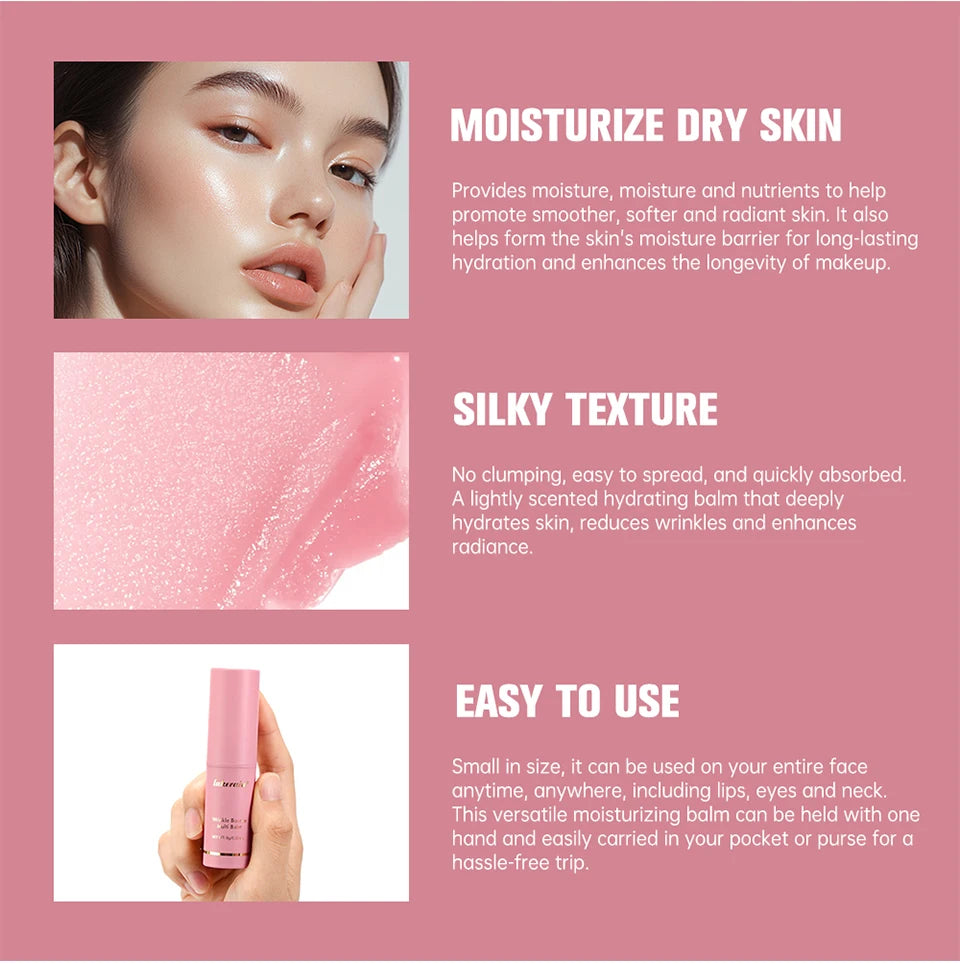 PINK Hydrating Stick Extract Deep Hydrating Facial Skin Multi-functional Pink Balm Stick Skin Care Makeup Base Products. 2026 BASE ROSADA HIDRATANTE PARA TES BLANCA. REJUVENECEDOR ANTI GRIETAS
