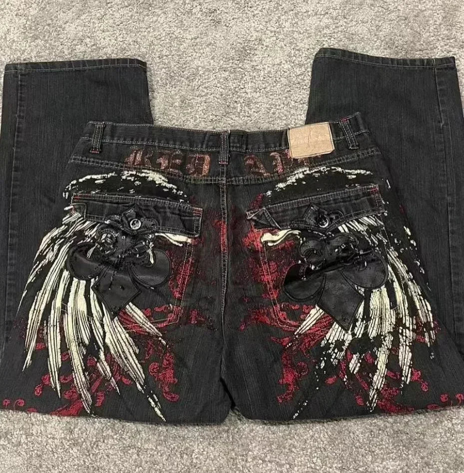 American Hip-hop Retro Loose Jeans Women's Y2K New Tide Harajuku High Waist Wide leg Pants Gothic Wide Pants Street Pants Male. Jeans Exclusivos Modernos 2026
