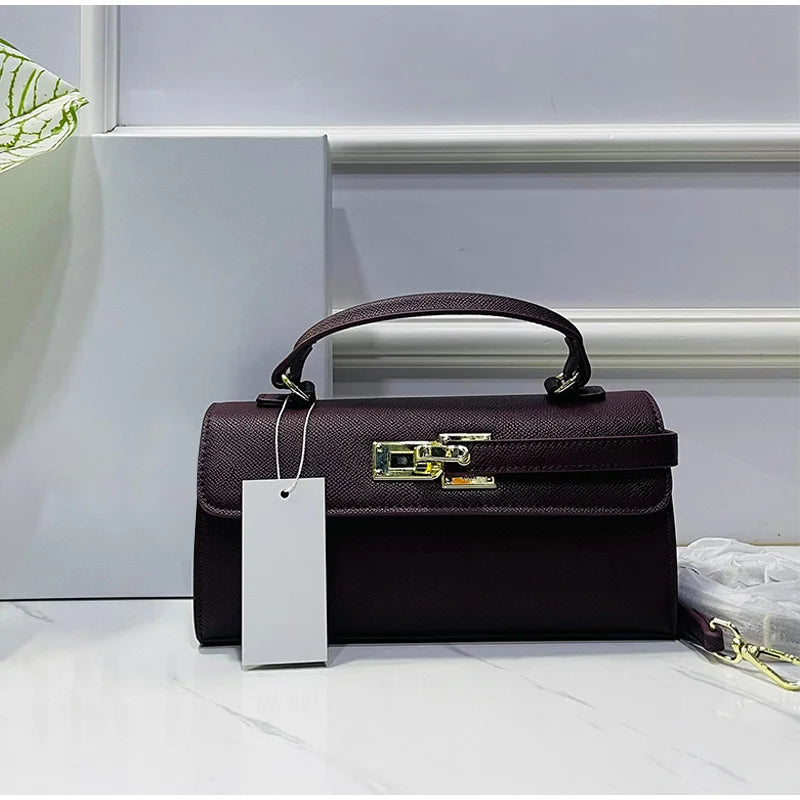 Luxury Brand Women's Lock-lock Handbag Retro High-quality Square Shoulder/crossbody Bag Fashionable High-end burgundy Women' Bag 2026