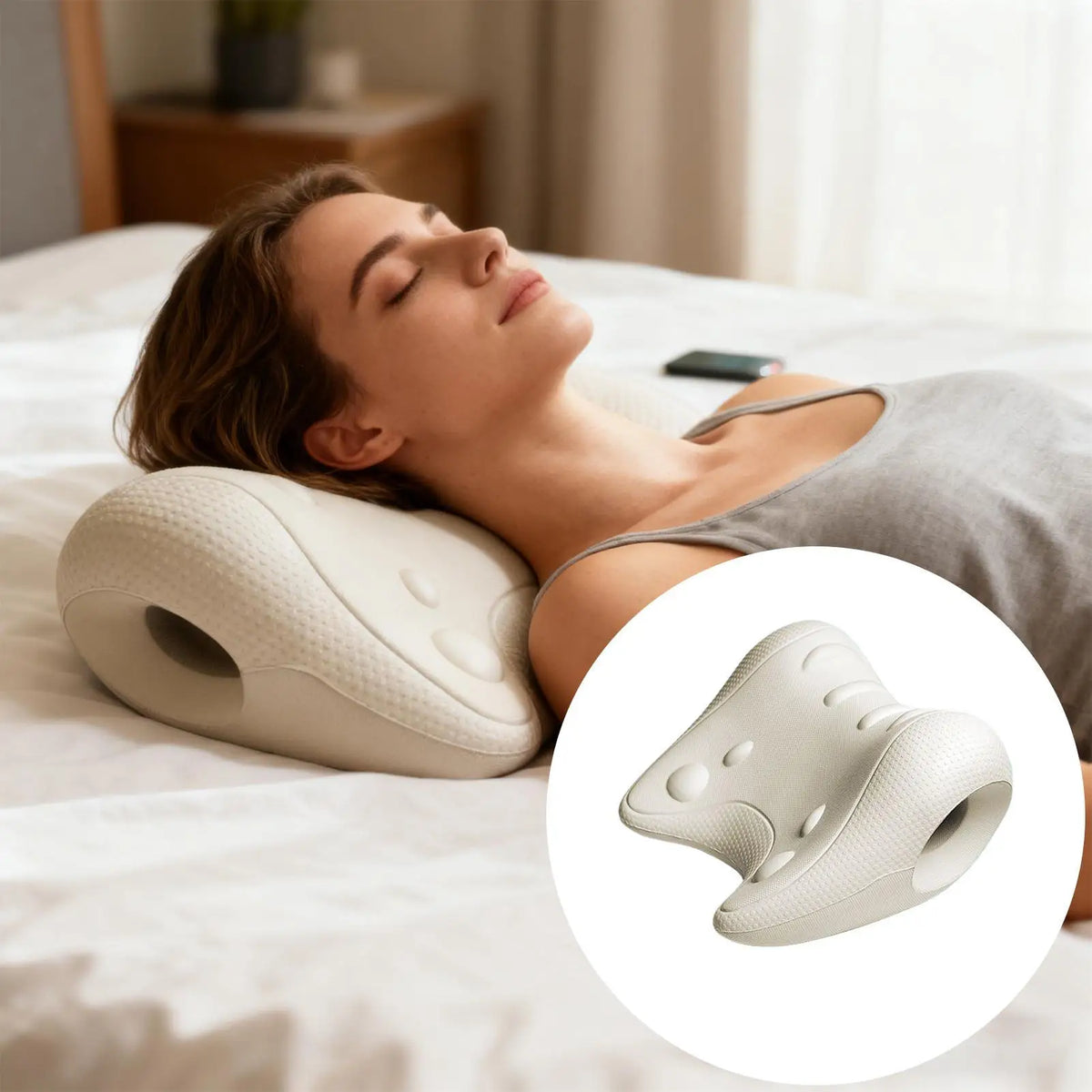Almohada Masajeadora de Cuello en Forma de U — Almohada Ergonómica para Masaje y Relajación de Cuello y Hombros, Almohada Correctora para Enderezar el Cuello