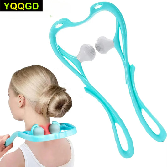 Masajeador de Cuello — Herramienta de Masaje de Doble Presión para Puntos Gatillo, Manual, para Relajar Cuello y Aliviar Dolor de Espalda, Masaje Profundo
