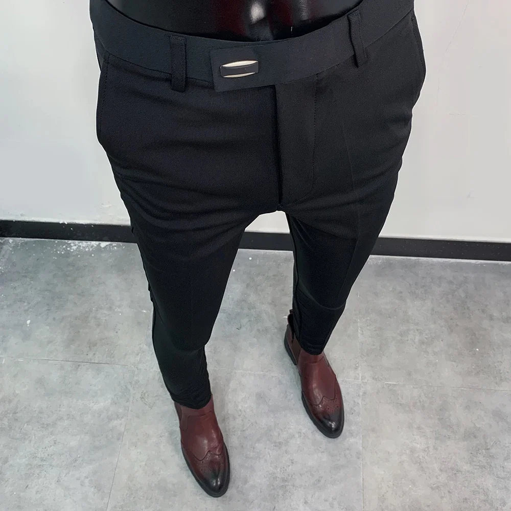 Men Suit Pants Formal Trousers Stretch Slim Pantalone Hombre Calça Masculina Solid Color Casual Dress Pants Fashion Men Clothing. Pantalones de Hombre, extra slim fit 2026. Elegantes