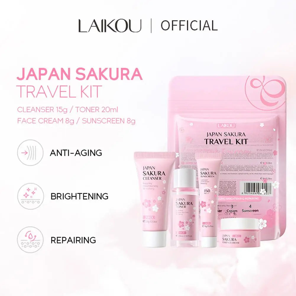 4pcs/Bag Sakura Skin Care Sets Facial Cleanser Face Face Toner Sunscreen Moisturizing Smoothing Nourishing Skincare Product.2026 KIT DE LIMPIEZA FACIAL Y PROTECTOR SOLAR