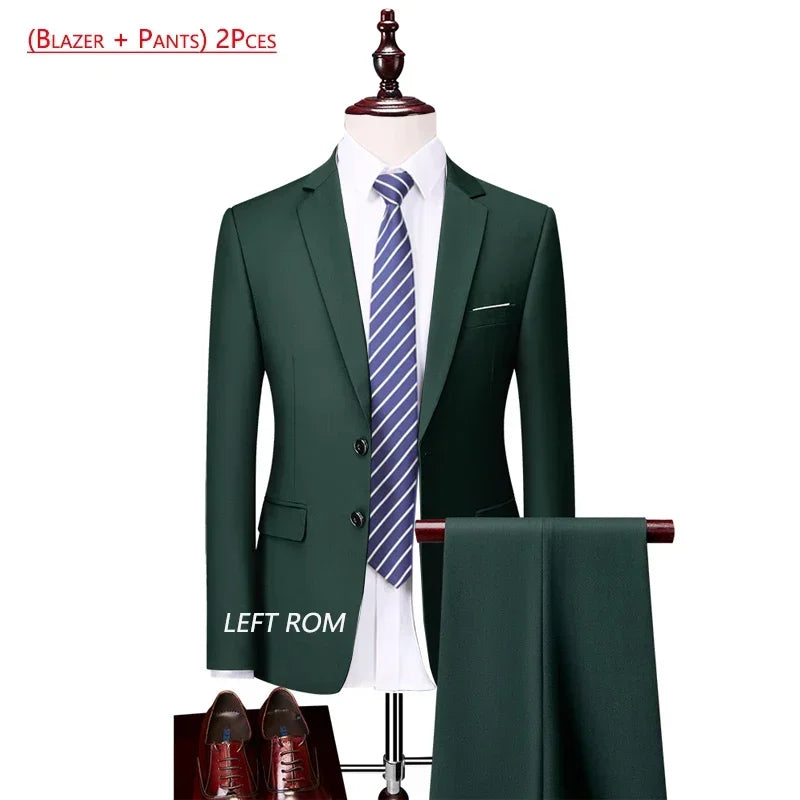 14 Color M-6XL ( Jacket + Vest+Pants ) High-end Brand Formal Business Mens Suit Three-piece Groom Wedding Dress Solid Color Suit. Trajes De Hombre Para Ocasion Especial. Bodas oh Eventos 2026