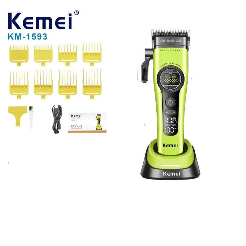 Kemei 1593 1595 Hair Trimmers Professional Barber Hair Clippers F1 -Super Engine External Brushless Motor Hair Cutting Machine 2026