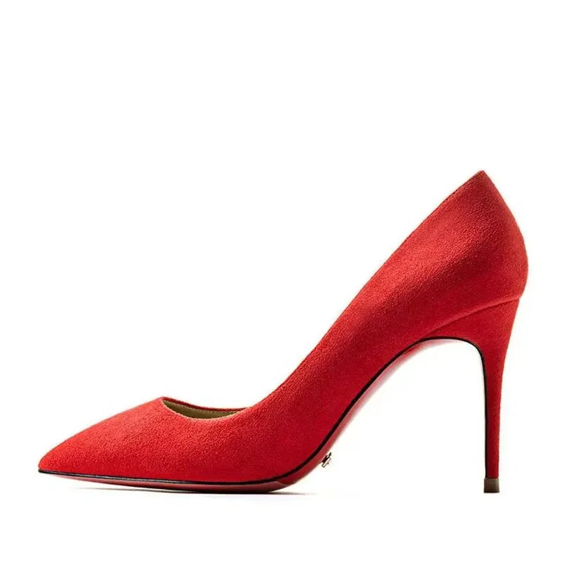 Plus Size 34-44 Sexy Red Shoes Dress Party Wedding High Heels Rubber Bottom Pointed Toe Spring Shallow Women Pumps 2025