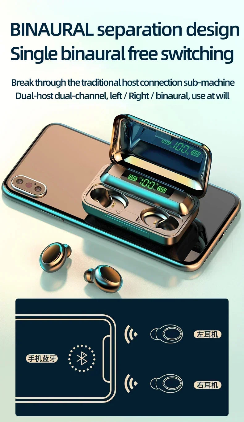Auriculares Inalámbricos Bluetooth 5.3 TWS F9-5 | Sonido Potente, Diseño Deportivo, Micrófono HD
