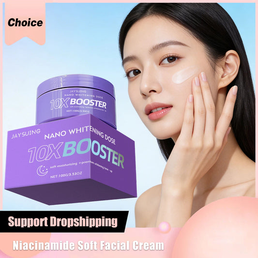 Crema facial suave con niacinamida — Aclarante, iluminadora, hidratación profunda, repara la piel seca, suavizante, con ácido hialurónico, cuidado facial, humectante.