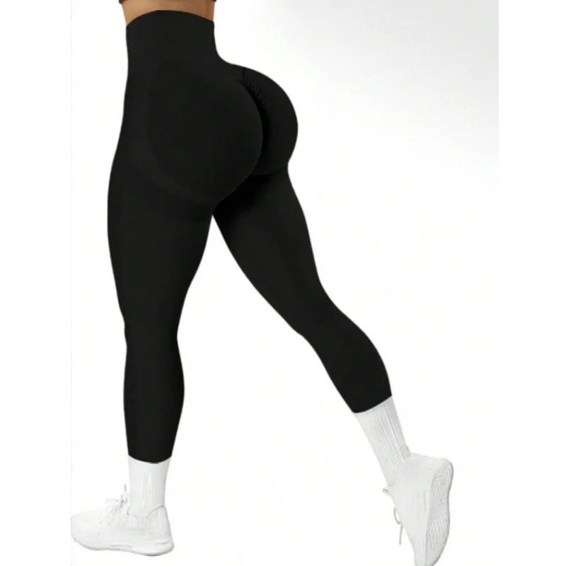 Women's tight yoga seamless pants, solid color multi-color optional, high waist belly-closing exercise running Capri yoga pants, Licras Super Elasticas 2026 para Gym