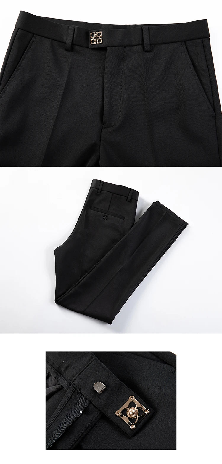 Men Suit Pants Formal Trousers Stretch Slim Pantalone Hombre Calça Masculina Solid Color Casual Dress Pants Fashion Men Clothing. Pantalones de Hombre, extra slim fit 2026. Elegantes
