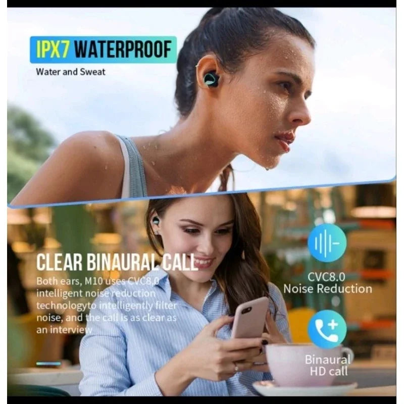 Auriculares Inalámbricos M10 TWS Bluetooth | Sonido Estéreo HD, Estuche de Carga, Waterproof, Micrófono Integrado