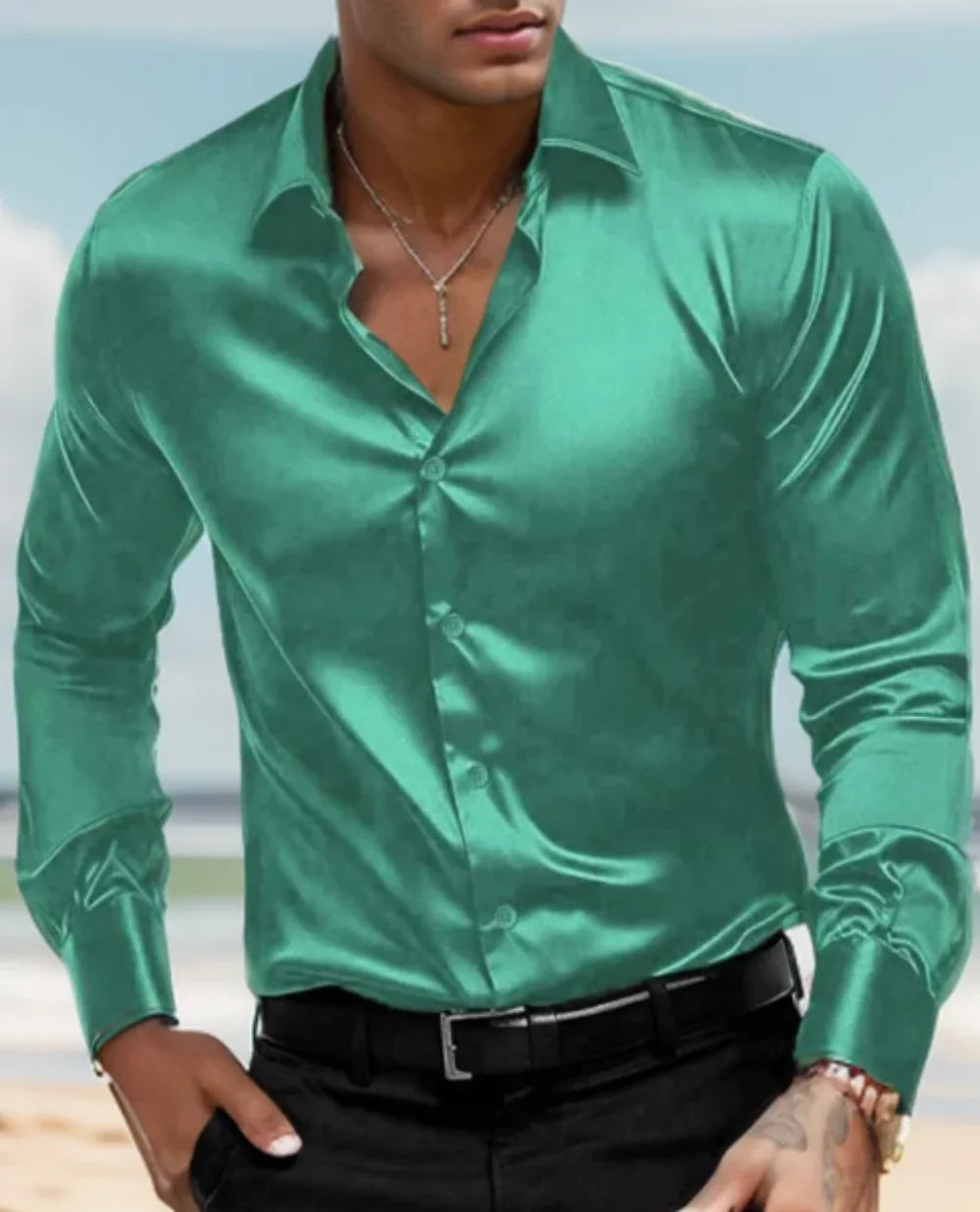 2024 New Spring And Autumn Men's Shirt Solid Color Business City Leisure Lapel Cardigan Slim Long Sleeves Tops. 2026 Camisa Extra Elastizada. 2026. Elegantes y Casual