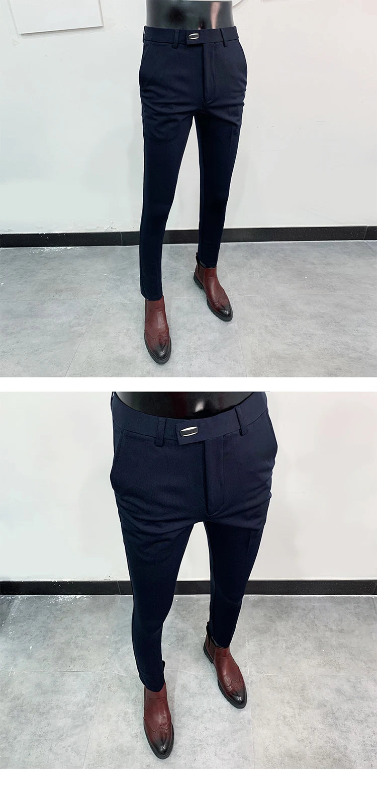 Men Suit Pants Formal Trousers Stretch Slim Pantalone Hombre Calça Masculina Solid Color Casual Dress Pants Fashion Men Clothing. Pantalones de Hombre, extra slim fit 2026. Elegantes